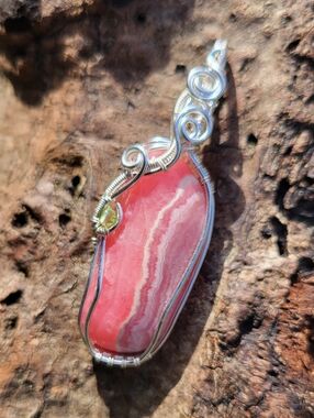 Handmade Rhodochrosite & Peridot Pendant